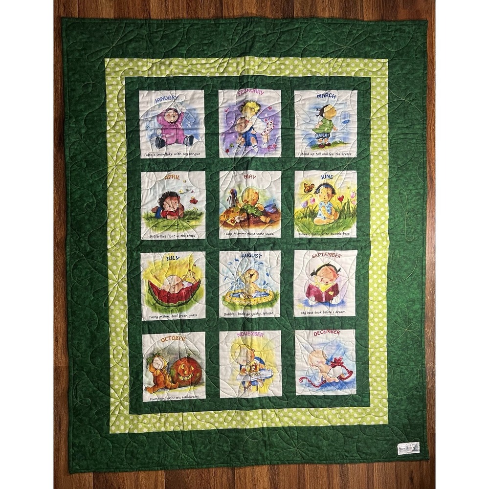 Handmade Baby Quilt CALENDAR OF MONTHS Project Linus 48" X 38"